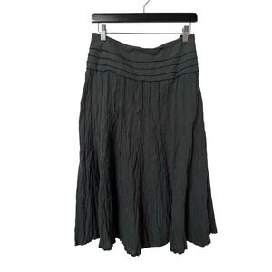 Apanage Gray Crinkle Cotton Pleated Midi Skirt Size 6 Whimsigoth Fantasy